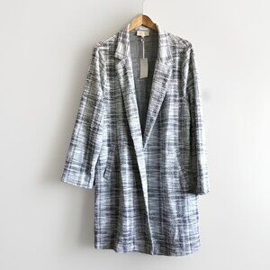 Womans‎ Mellowday Size 2X White Black Open Front Cardigan Coat